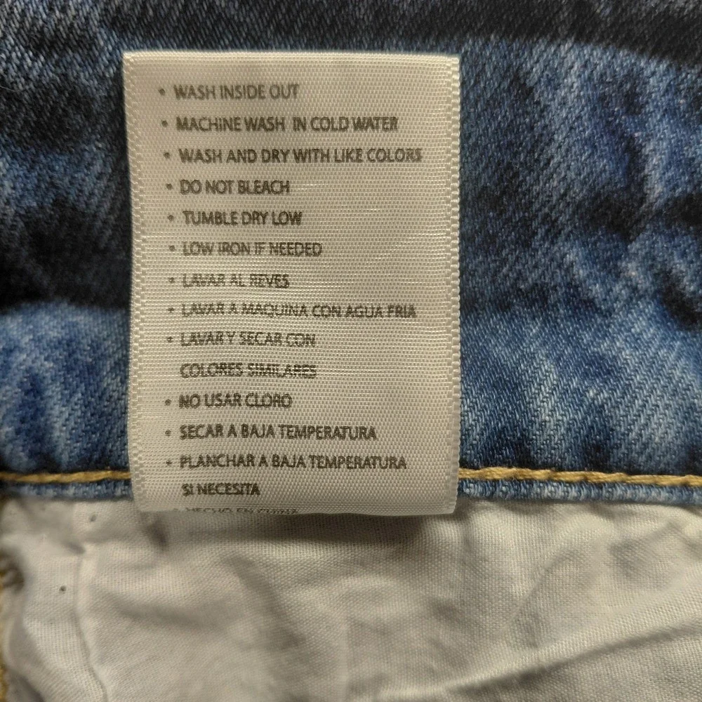 Kancan Women's 9 | 28 High Waisted Thick Band Cut Off Blue Raw Hem Denim Shorts